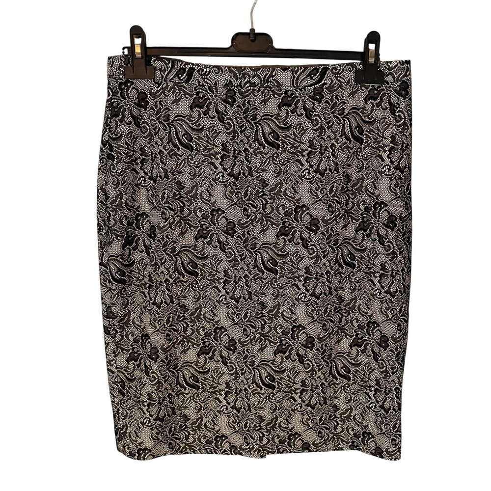 The Limited Womens Black Cream Floral Lace Pencil Skirt Size 14 Lined Back Zip